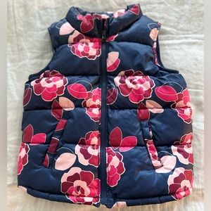Old Navy Kids Girl Vest Floral Pink and Navy Blue Zipper Vest Fall Size 5T Girls